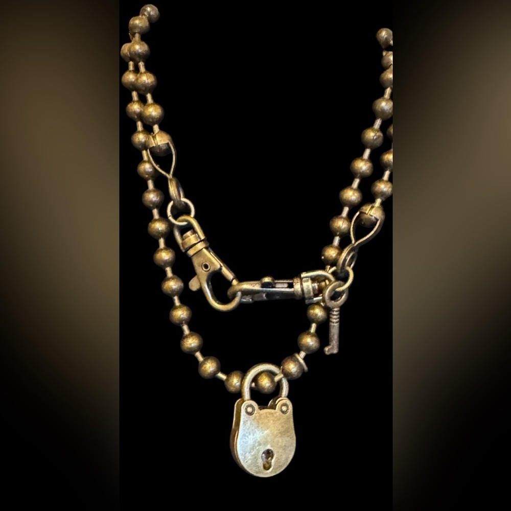 Brass Lock and Key One of A Kind Pendant Necklace